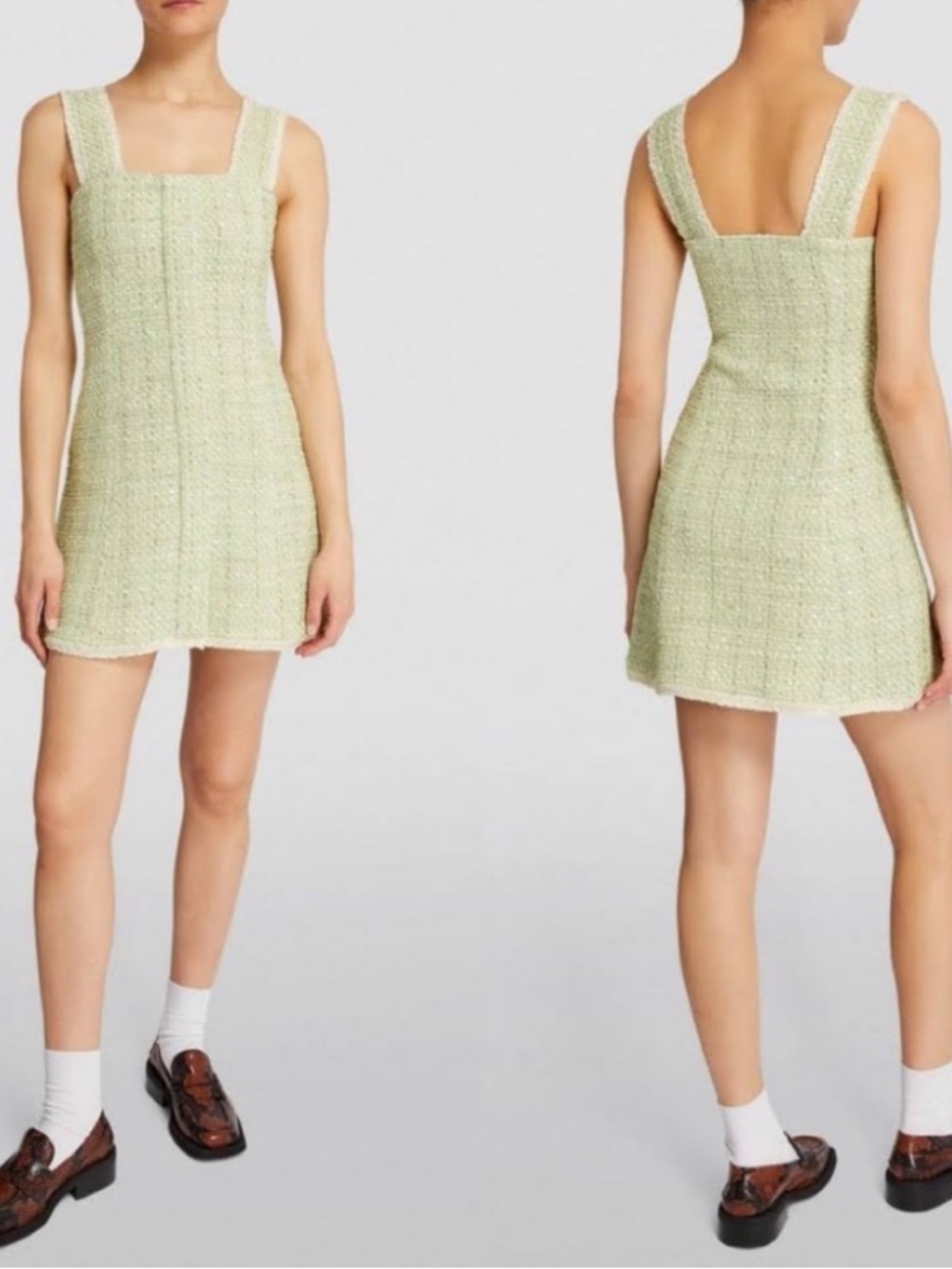 House of Harlow 1960 Light Green Tweed Mini Dress